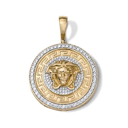 14K Gold Plated CZ Medusa Medallion Necklace Charm