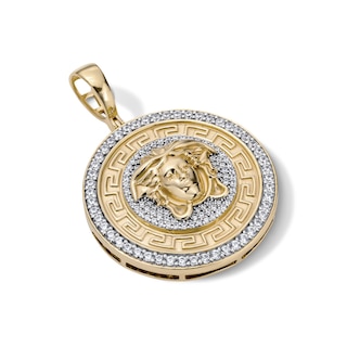 14K Gold Plated CZ Medusa Medallion Necklace Charm