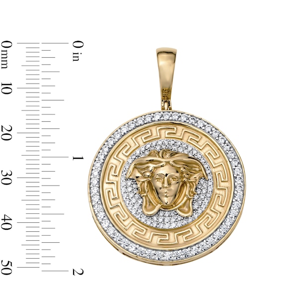14K Gold Plated CZ Medusa Medallion Necklace Charm