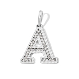 Sterling Silver CZ Diamond-Cut "A" Initial Charm