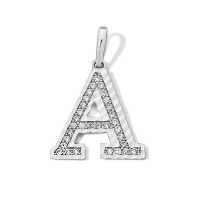 Sterling Silver CZ Diamond-Cut "A" Initial Charm