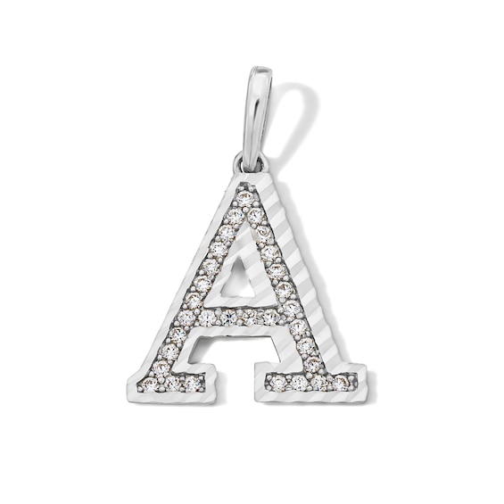 Sterling Silver CZ Diamond-Cut "A" Initial Charm