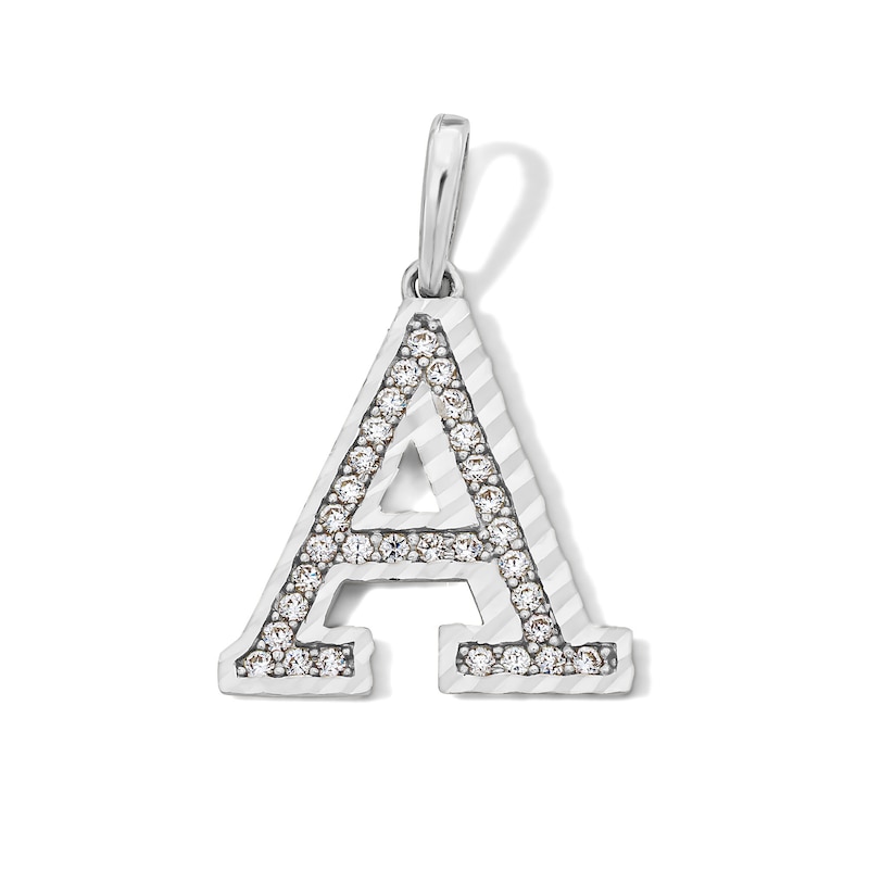 Main Image 1 of Sterling Silver CZ Diamond-Cut "A" Initial Charm