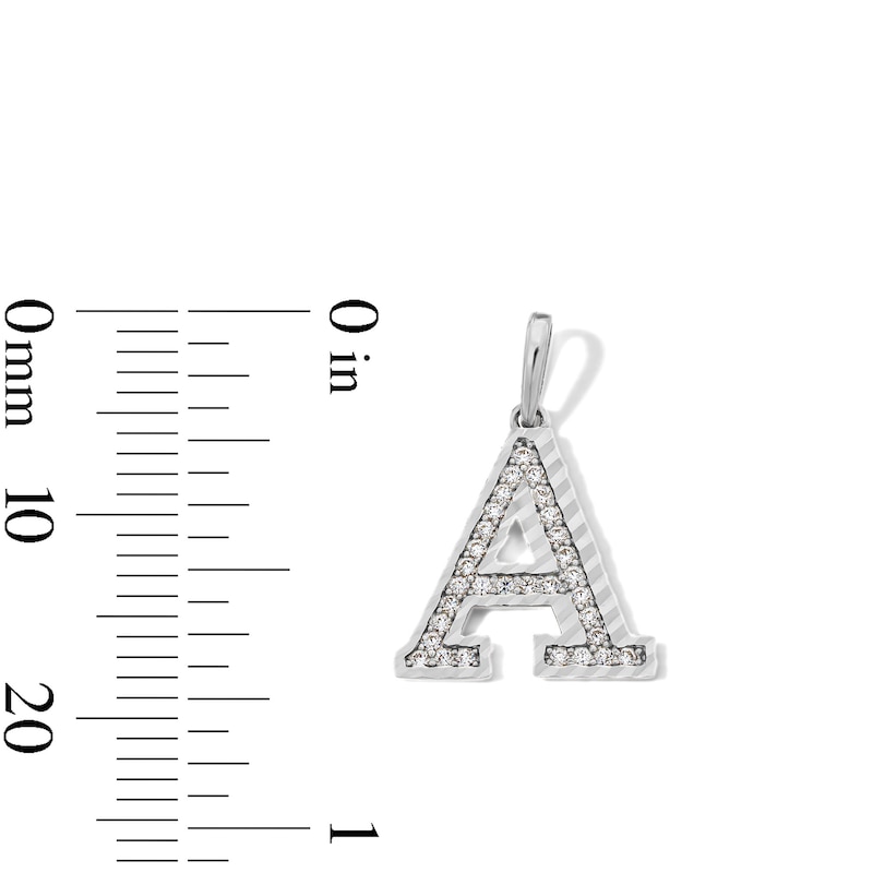 Main Image 2 of Sterling Silver CZ Diamond-Cut "A" Initial Charm