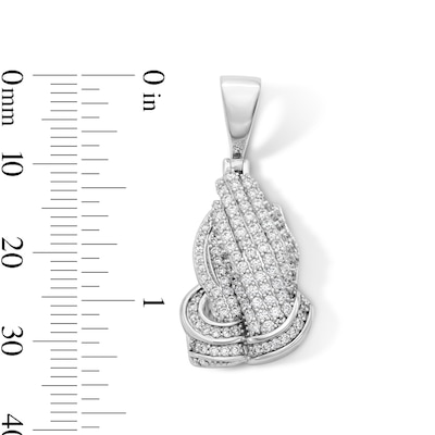 Sterling Silver CZ Prayer Hands Necklace Charm