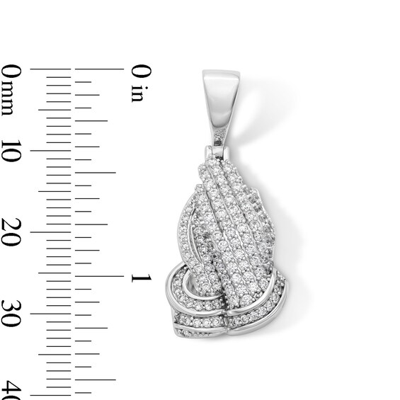 Sterling Silver CZ Prayer Hands Necklace Charm