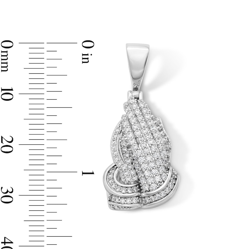 Main Image 2 of Sterling Silver CZ Prayer Hands Necklace Charm