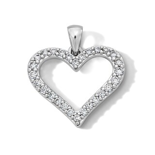 Sterling Silver CZ Open Heart Charm