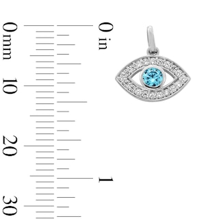 Sterling Silver Blue and White CZ Mini Evil Eye Necklace Charm
