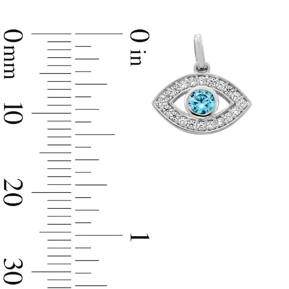 Sterling Silver Blue and White CZ Mini Evil Eye Necklace Charm