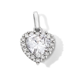 Sterling Silver CZ Cushion Heart Charm