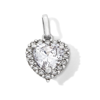 Sterling Silver CZ Cushion Heart Charm