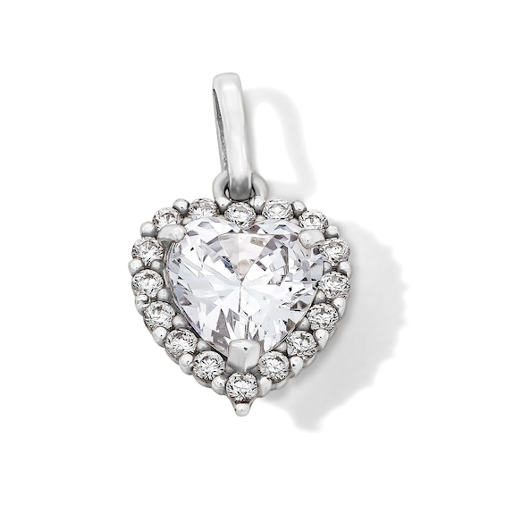 Sterling Silver CZ Cushion Heart Charm