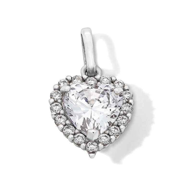 Main Image 1 of Sterling Silver CZ Cushion Heart Charm