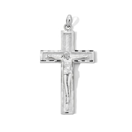 Sterling Silver Large Diamond-Cut Crucific Charm