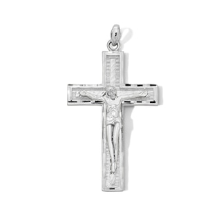 Sterling Silver Large Diamond-Cut Crucific Charm