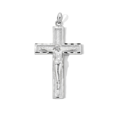 Sterling Silver Large Diamond-Cut Crucific Charm