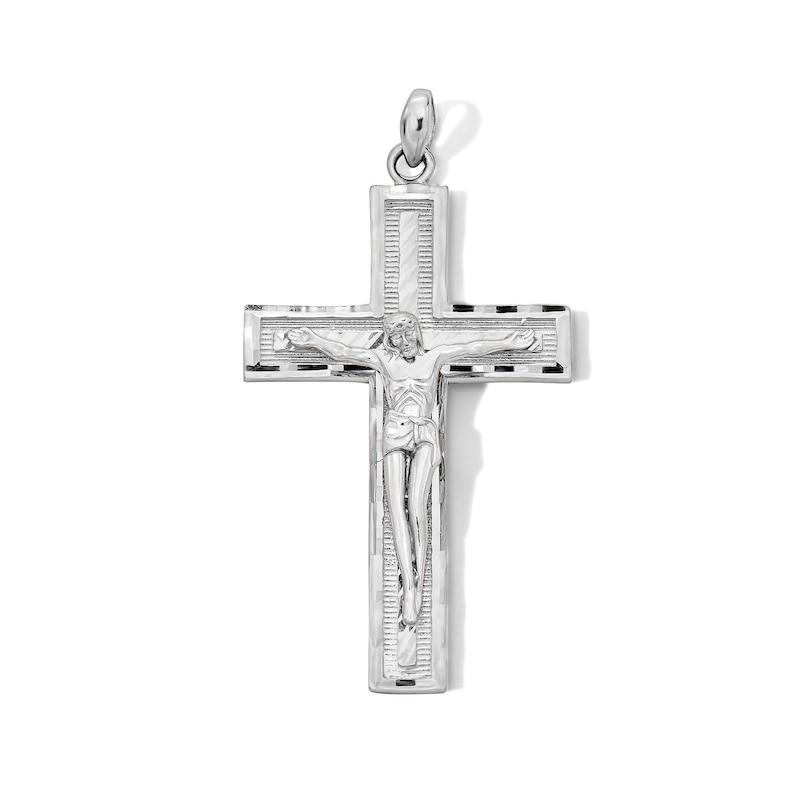 Main Image 1 of Sterling Silver Large Diamond-Cut Crucific Charm
