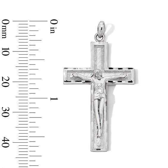 Sterling Silver Large Diamond-Cut Crucific Charm