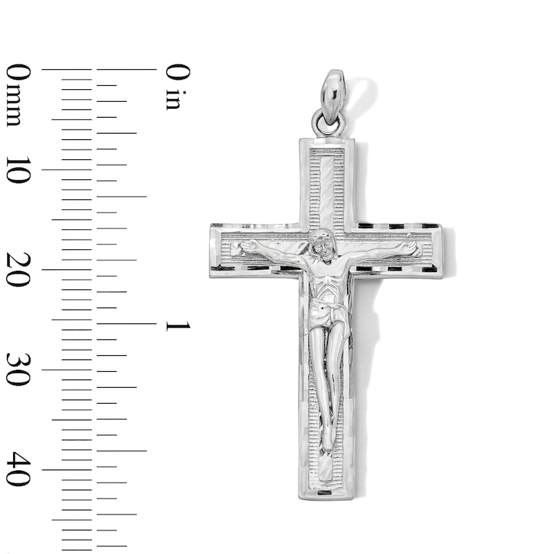 Main Image 2 of Sterling Silver Large Diamond-Cut Crucific Charm