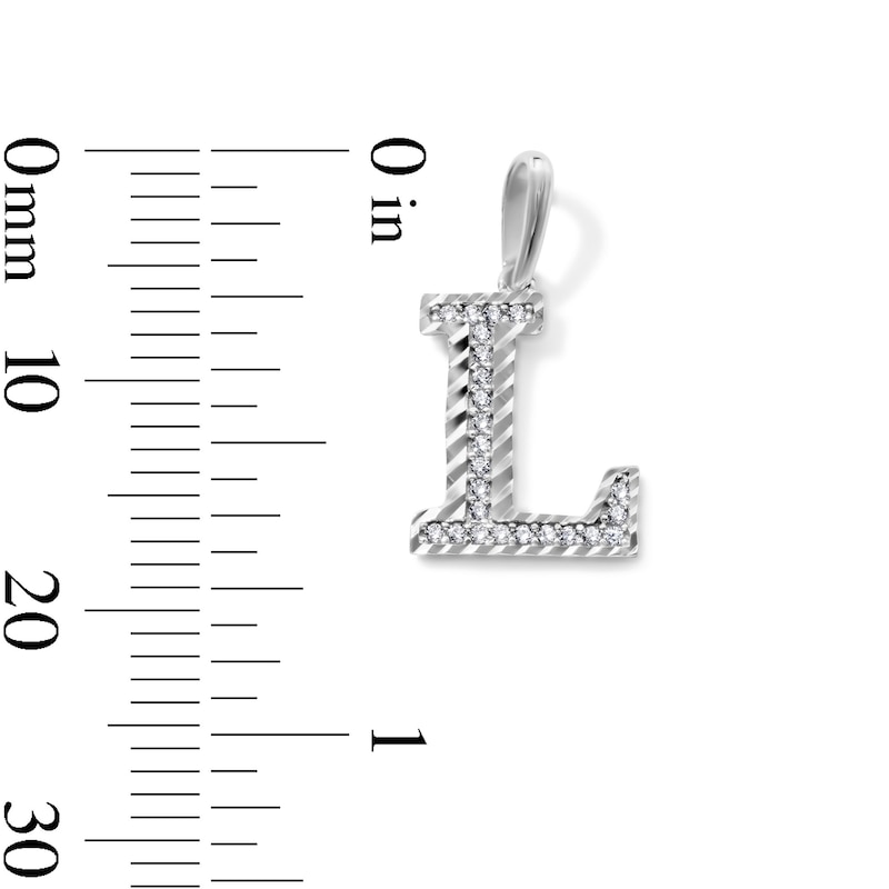 Solid Sterling Silver CZ Diamond Cut "L" Initial Necklace Charm