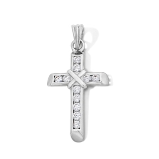 Sterling Silver CZ Rope Center Cross Charm