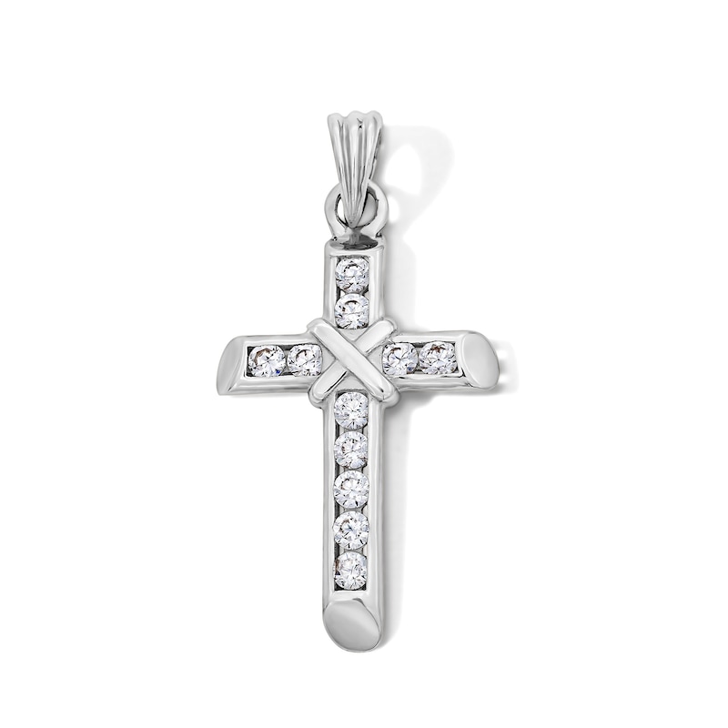 Main Image 1 of Sterling Silver CZ Rope Center Cross Charm