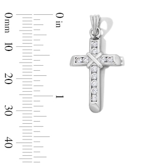 Sterling Silver CZ Rope Center Cross Charm