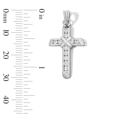 Sterling Silver CZ Rope Center Cross Charm