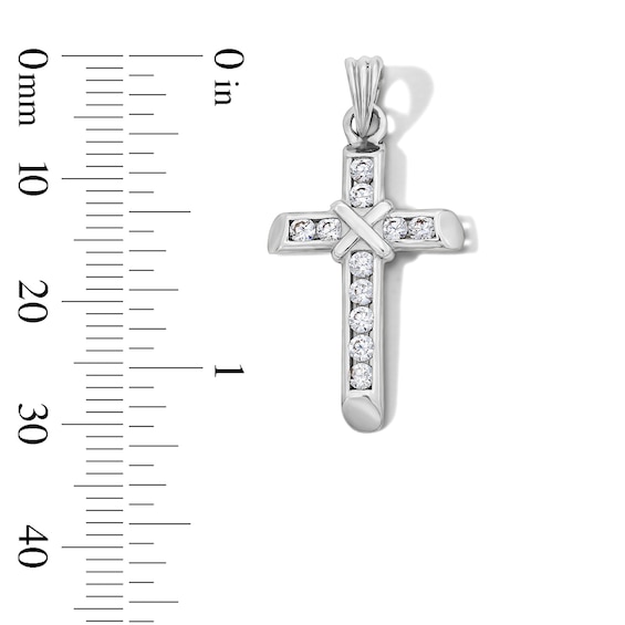 Sterling Silver CZ Rope Center Cross Charm