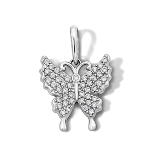 Sterling Silver Pavé CZ Butterfly Charm