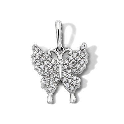 Sterling Silver Pavé CZ Butterfly Charm