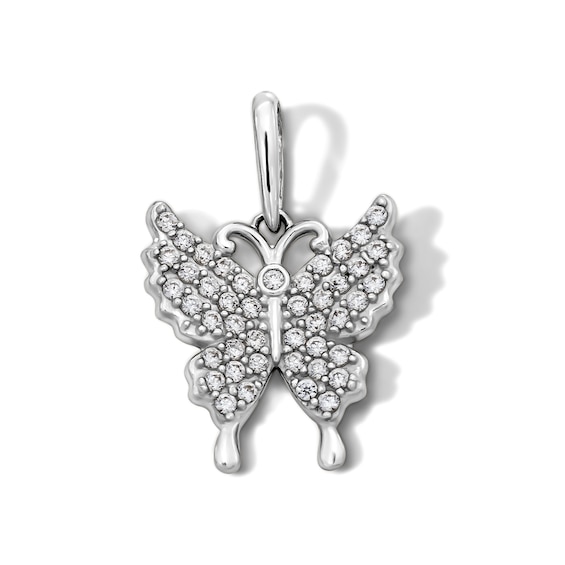 Sterling Silver Pavé CZ Butterfly Charm
