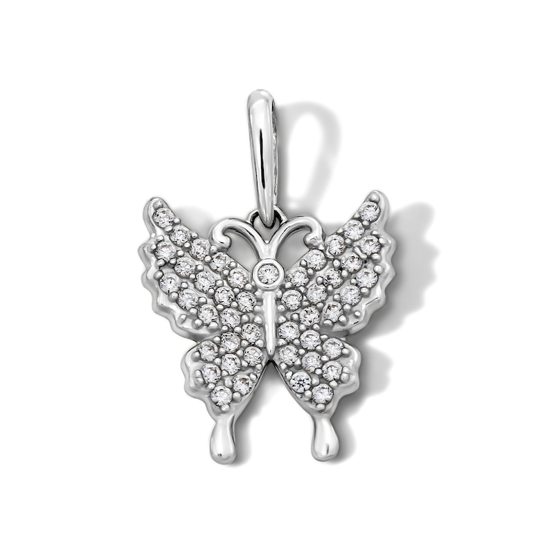 Main Image 1 of Sterling Silver Pavé CZ Butterfly Charm