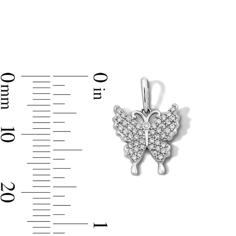 Main Image 2 of Sterling Silver Pavé CZ Butterfly Charm