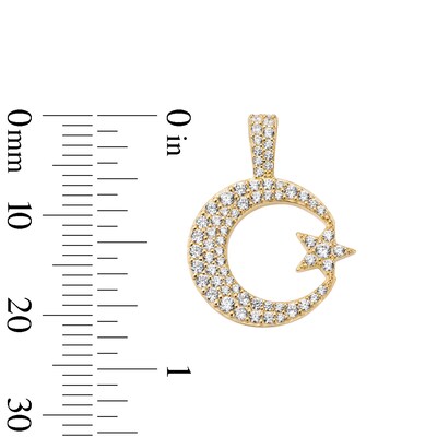 14K Gold Plated CZ Moon and Star Charm