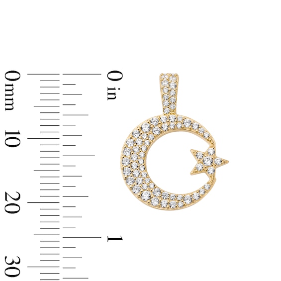 14K Gold Plated CZ Moon and Star Charm