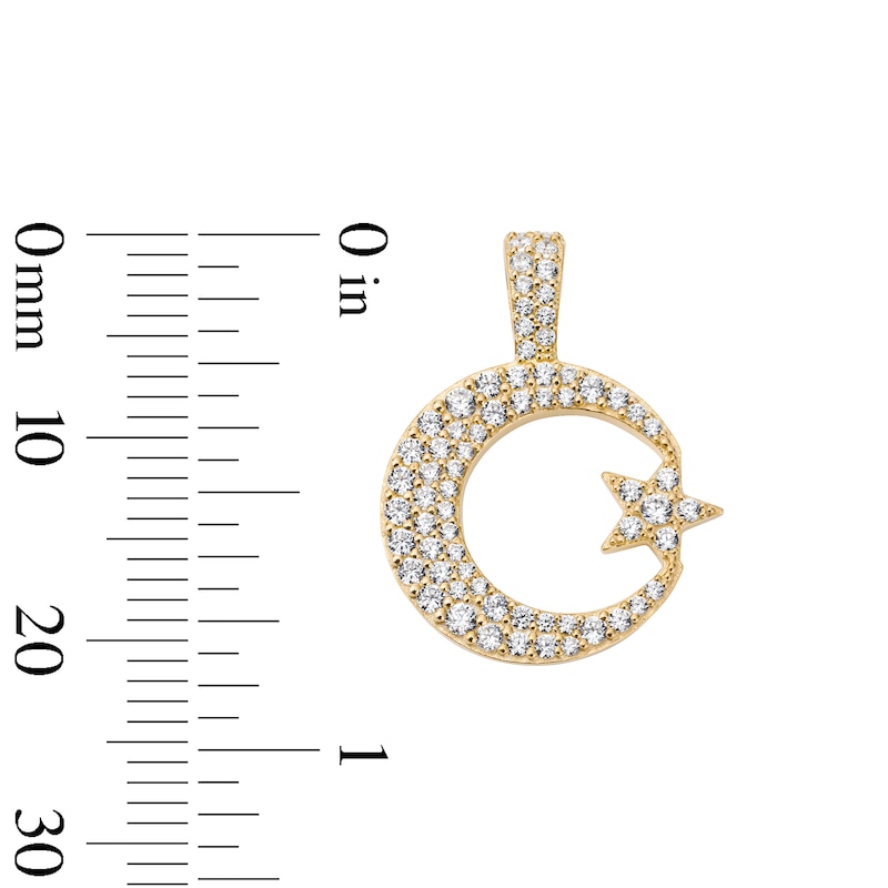 Main Image 3 of 14K Gold Plated CZ Moon and Star Charm