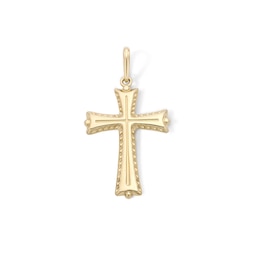 14K Gold Plated Diamond-Cut Edge Cross Necklace Charm
