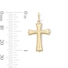 14K Gold Plated Diamond-Cut Edge Cross Necklace Charm