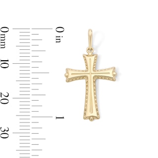 14K Gold Plated Diamond-Cut Edge Cross Necklace Charm