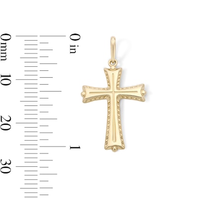 14K Gold Plated Diamond-Cut Edge Cross Necklace Charm
