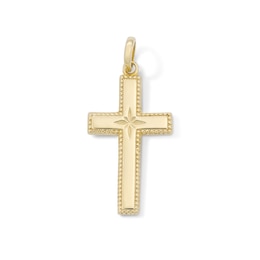 14K Yellow Gold Plated Mini Star Center Cross Charm