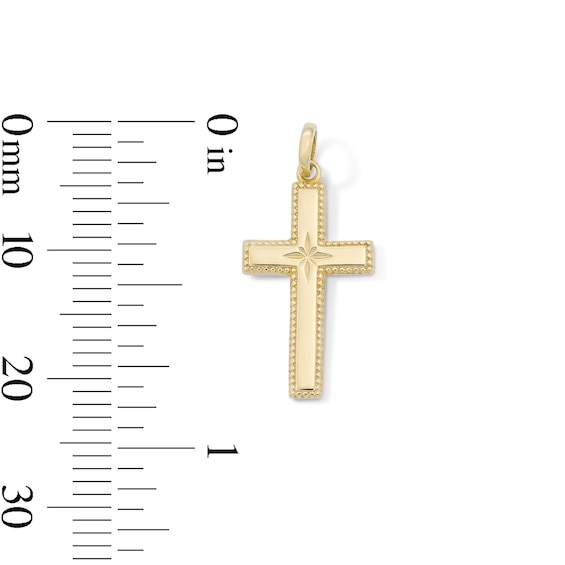 14K Yellow Gold Plated Mini Star Center Cross Charm