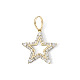 14K Gold Plated Open Star CZ Necklace Charm