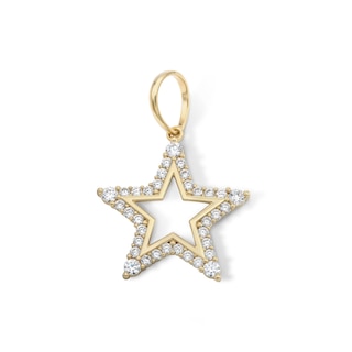14K Gold Plated Open Star CZ Necklace Charm