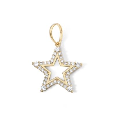 14K Gold Plated Open Star CZ Necklace Charm