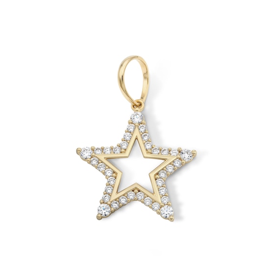 14K Gold Plated Open Star CZ Necklace Charm