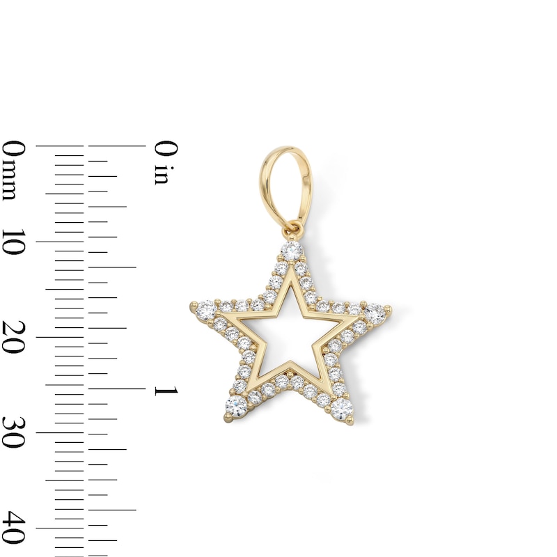 14K Gold Plated Open Star CZ Necklace Charm