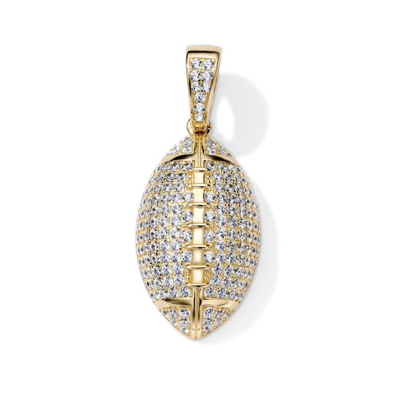 14K Gold Plated CZ Pavé Football Necklace Charm